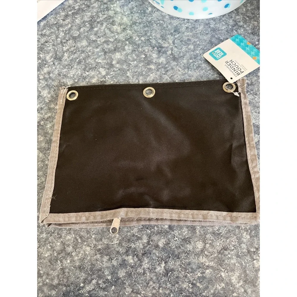 NEW Expandable Pencil Pouch 2-Pack Zipper Binder Pouch Black & Grey G2